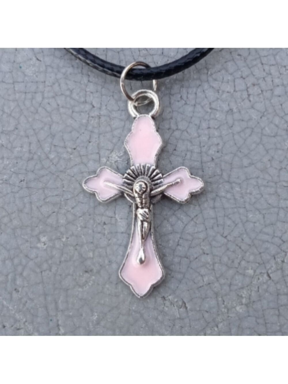 🆓 Free W/Purchase Pink Victorian Cross Nylon Chain Necklace NWT